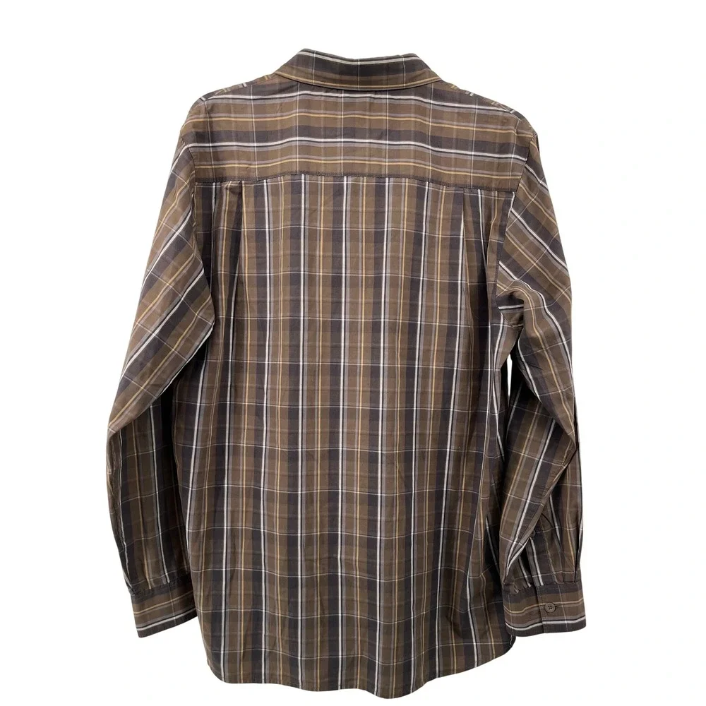 The‎ North Face Mens Plaid Long Sleeve Button Down Shirt Brown Tan Grey Medium